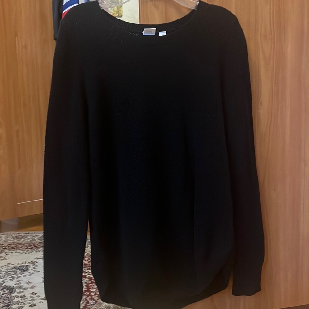 old navy black thermal/ waffle knit sweater
